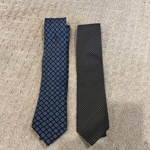 Banana Republic Elegant Blue and Black + Black and Grey Patterned Ties 100% Silk